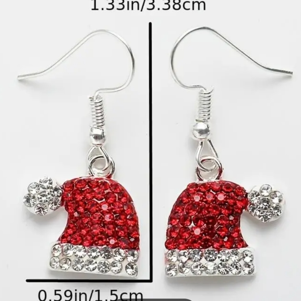3/$15 Christmas Santa Hat Earrings fun festive for and party - Picture 2 of 4